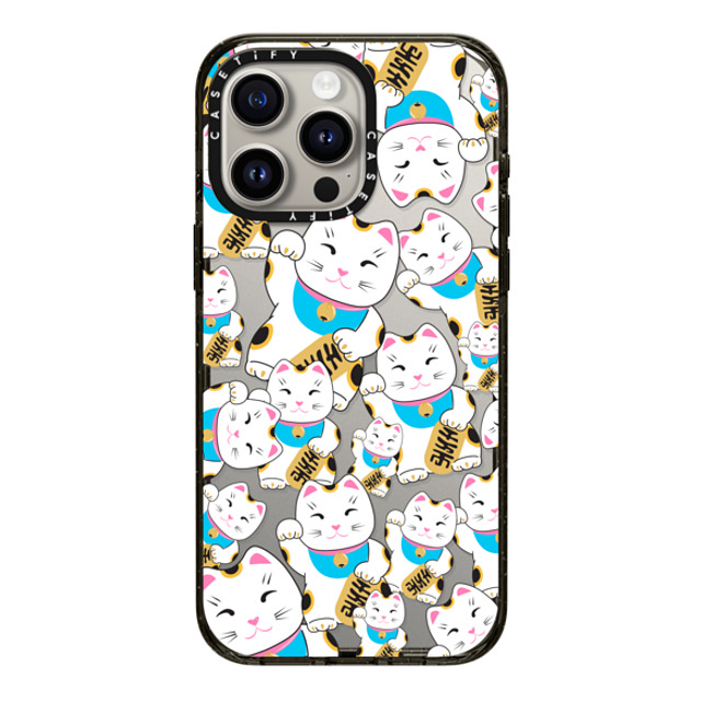 Marta Olga Klara x CASETiFY iPhone 15 Pro Max ケース ブラック インパクトケース Good luck cat maneki-neko