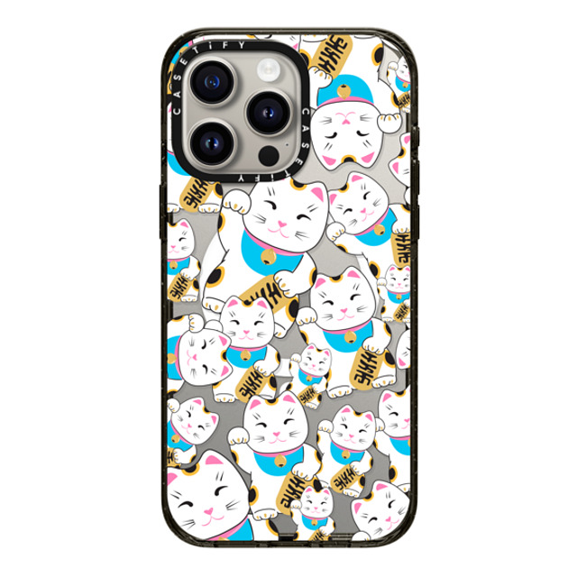 Marta Olga Klara x CASETiFY iPhone 15 Pro Max ケース ブラック インパクトケース MagSafe対応 Good luck cat maneki-neko