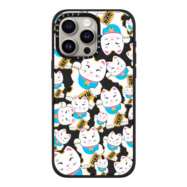 Marta Olga Klara x CASETiFY iPhone 15 Pro Max ケース マットブラック インパクトケース MagSafe対応 Good luck cat maneki-neko