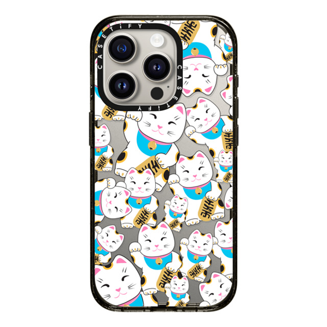 Marta Olga Klara x CASETiFY iPhone 15 Pro ケース ブラック インパクトケース Good luck cat maneki-neko