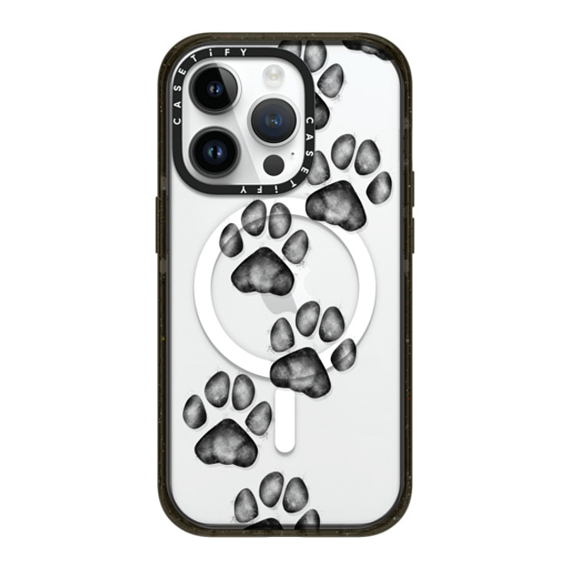 Marta Olga Klara x CASETiFY iPhone 14 Pro ケース ブラック インパクトケース MagSafe対応 small cute paw prints for dogs and cats lovers