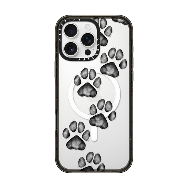 Marta Olga Klara x CASETiFY iPhone 16 Pro Max ケース ブラック インパクトケース MagSafe対応 small cute paw prints for dogs and cats lovers