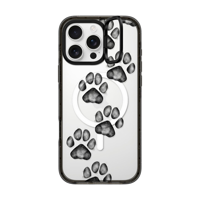 Marta Olga Klara x CASETiFY iPhone 16 Pro Max ケース ブラック インパクトリングスタンドケース MagSafe対応 small cute paw prints for dogs and cats lovers