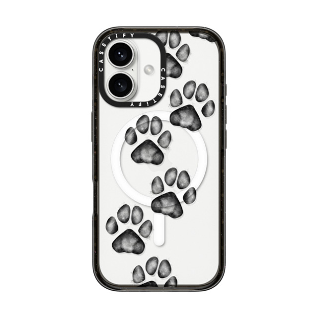 Marta Olga Klara x CASETiFY iPhone 16 ケース ブラック インパクトケース MagSafe対応 small cute paw prints for dogs and cats lovers