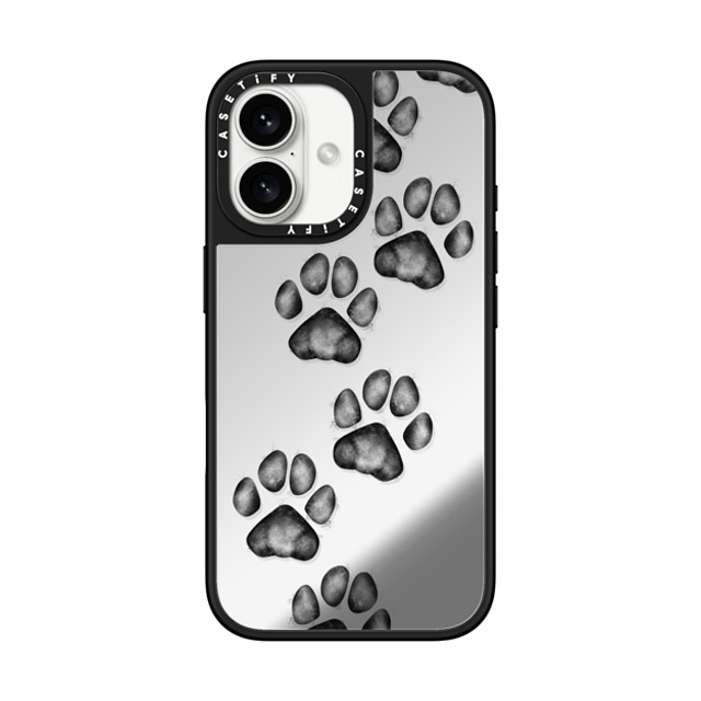 Marta Olga Klara x CASETiFY iPhone 16 Case Silver on Black ミラーケース MagSafe対応 small cute paw prints for dogs and cats lovers Marta Olga Klara x CASETiFY iPhone 16 Case Silver on Black ミラーケース MagSafe対応 small cute paw prints for dogs and cats lovers