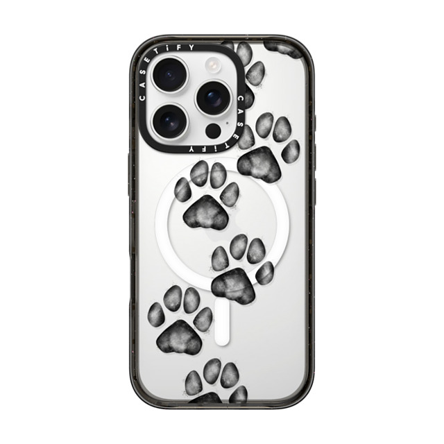 Marta Olga Klara x CASETiFY iPhone 16 Pro ケース ブラック インパクトケース MagSafe対応 small cute paw prints for dogs and cats lovers