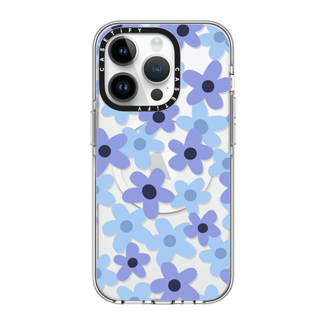 Marta Olga Klara x CASETiFY iPhone 14 Pro ケース クリア クリア ケース MagSafe対応 sixties retro blue floral on clear background