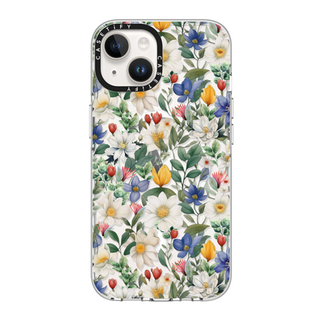 Marta Olga Klara x CASETiFY iPhone 14 ケース クリア クリア ケース MagSafe対応 watercolour floral pattern