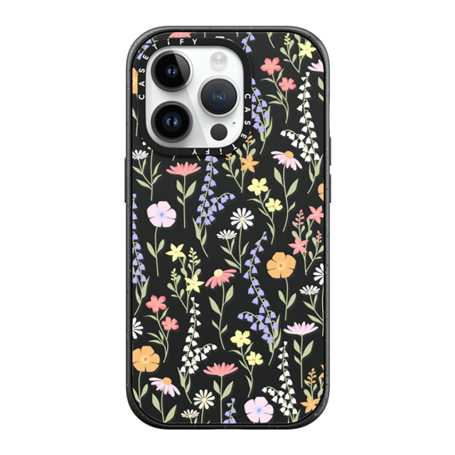 Marta Olga Klara x CASETiFY iPhone 14 Pro ケース マットブラック インパクトケース MagSafe対応 cute little floral / pastel flowers pattern