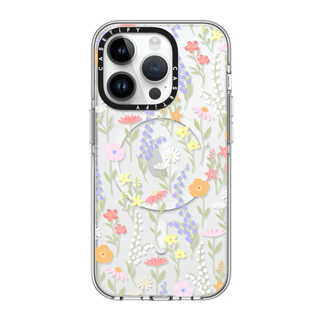 Marta Olga Klara x CASETiFY iPhone 14 Pro ケース クリア クリア ケース MagSafe対応 cute little floral / pastel flowers pattern