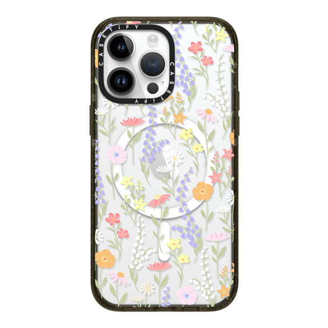 Marta Olga Klara x CASETiFY iPhone 14 Pro Max ケース ブラック インパクトケース MagSafe対応 cute little floral / pastel flowers pattern