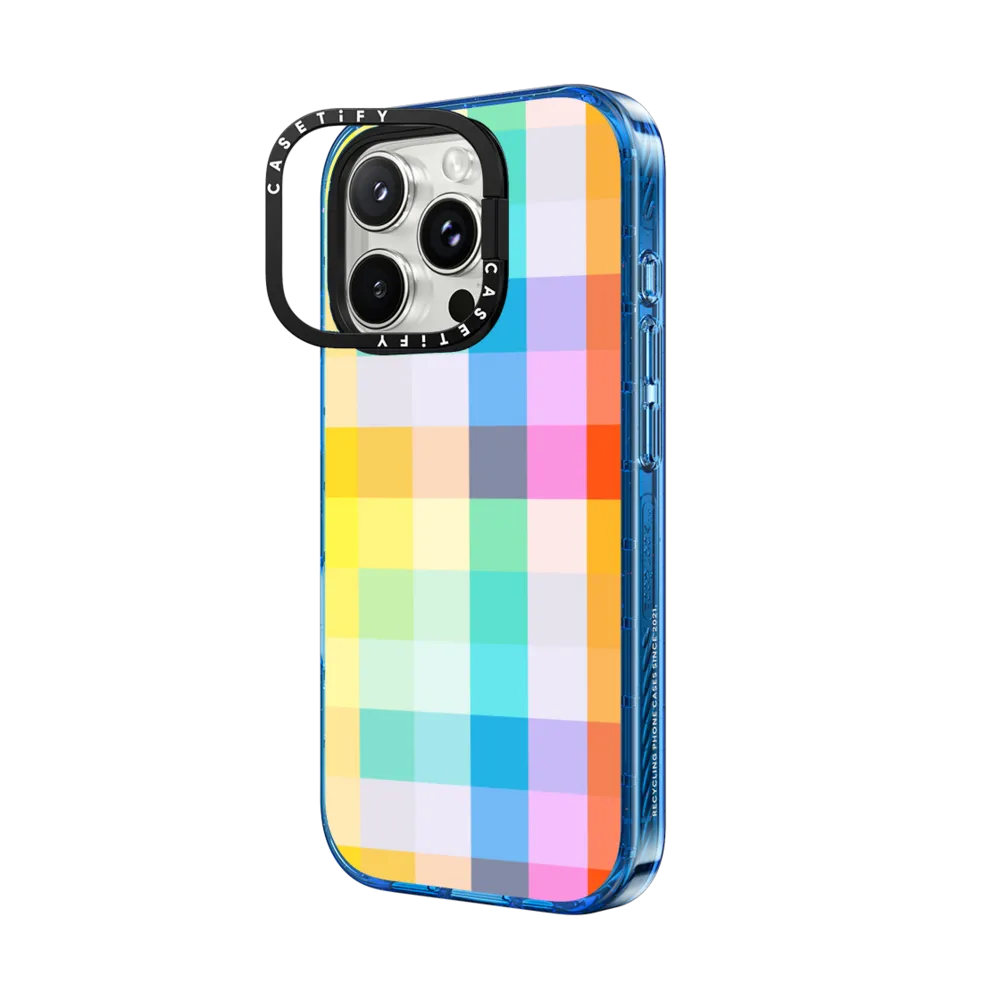 Impact Ring Stand iPhone 16 Pro Max Case MagSafe Compatible - retro rainbow chequered