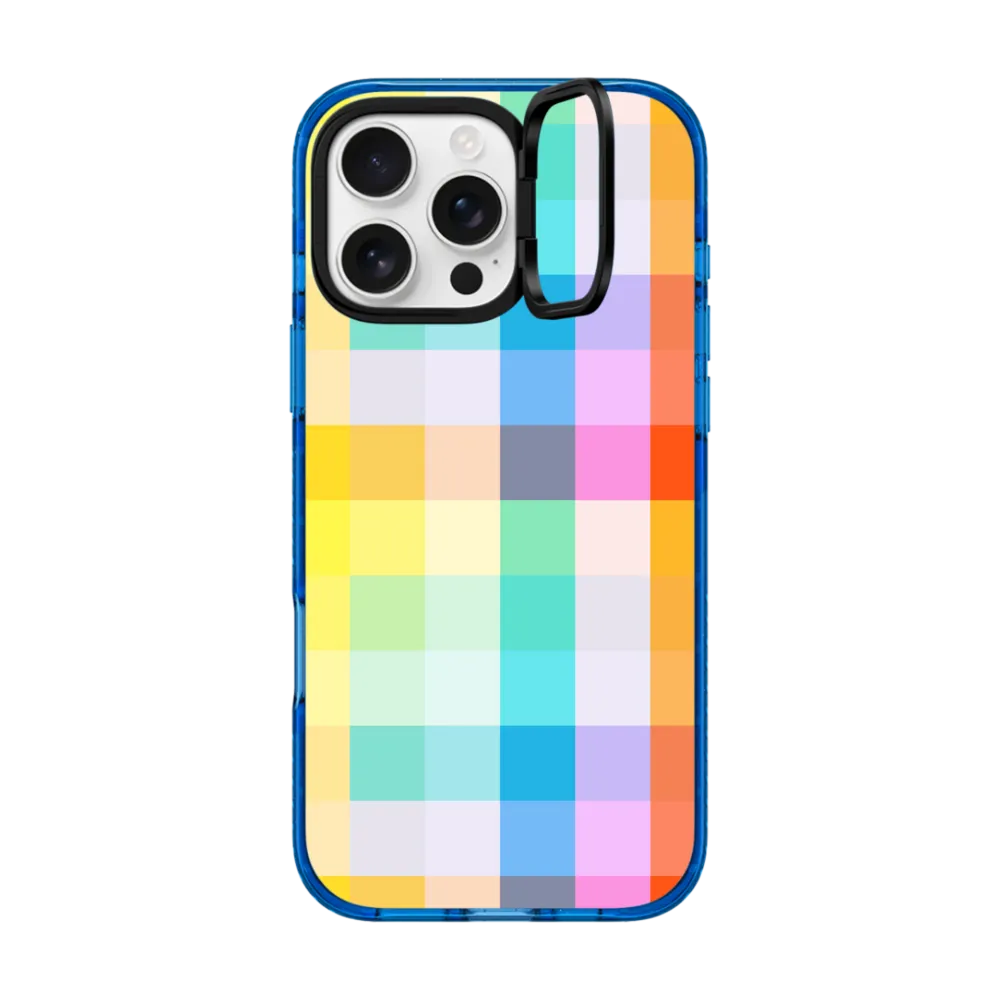 Impact Ring Stand iPhone 16 Pro Max Case MagSafe Compatible - retro rainbow chequered