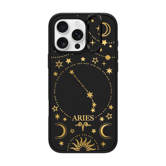 Marta Olga Klara x CASETiFY iPhone 16 Pro Max ケース マットブラック インパクトリングスタンドケース MagSafe対応 zodiac star sign Aries