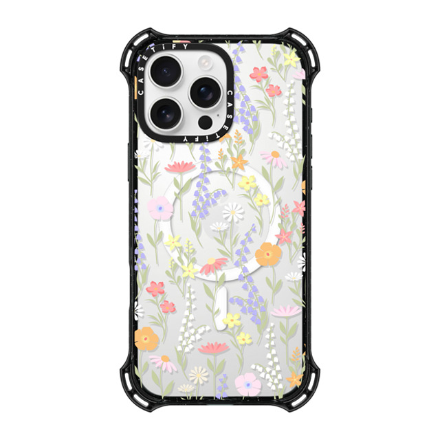 Marta Olga Klara x CASETiFY iPhone 16 Pro Max ケース ブラック バウンスケース cute little floral / pastel flowers pattern