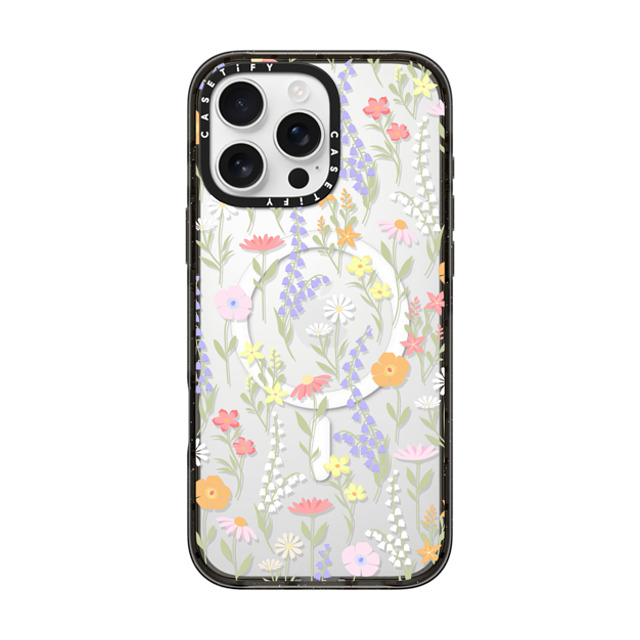 Marta Olga Klara x CASETiFY iPhone 16 Pro Max ケース ブラック インパクトケース MagSafe対応 cute little floral / pastel flowers pattern