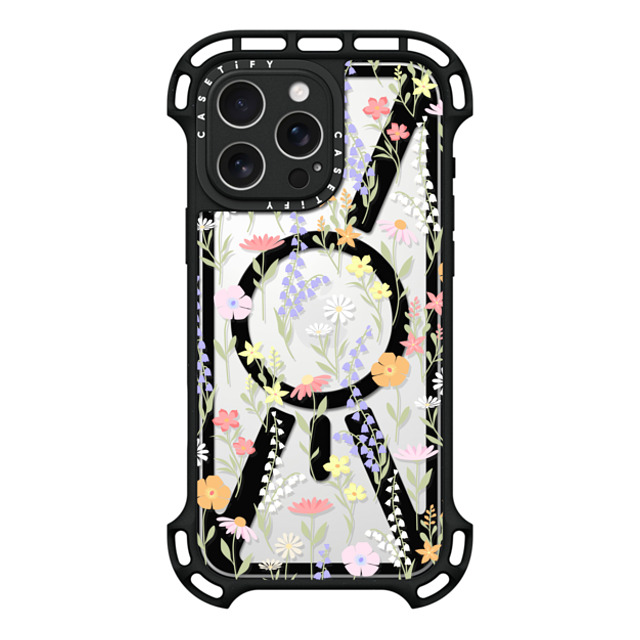 Marta Olga Klara x CASETiFY iPhone 16 Pro Max ケース ブラック ウルトラ バウンスケース MagSafe対応 cute little floral / pastel flowers pattern