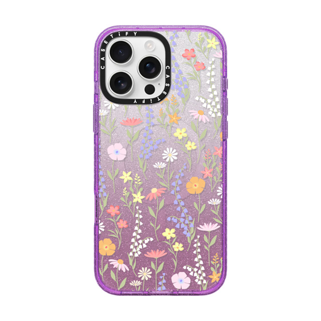 Marta Olga Klara x CASETiFY iPhone 16 Pro Max Case Glitter Purple Impact Case MagSafe Compatible cute little floral / pastel flowers pattern Marta Olga Klara x CASETiFY iPhone 16 Pro Max Case Glitter Purple Impact Case MagSafe Compatible cute little floral / pastel flowers pattern
