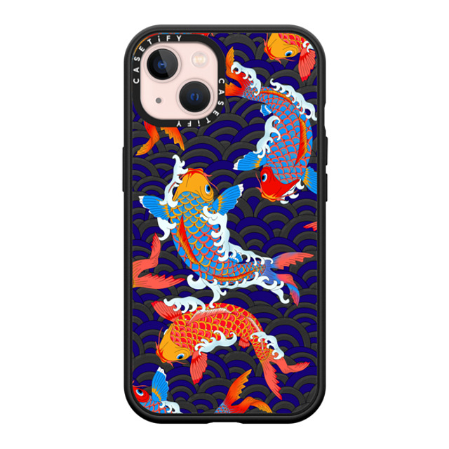 Marta Olga Klara x CASETiFY iPhone 13 ケース マットブラック インパクトケース MagSafe対応 koi fish Japanese tattoo style transparent pattern