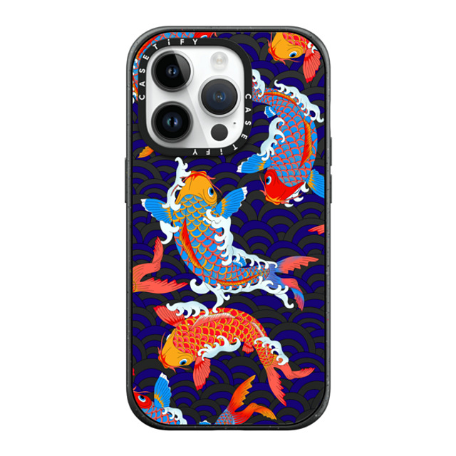 Marta Olga Klara x CASETiFY iPhone 14 Pro ケース マットブラック インパクトケース MagSafe対応 koi fish Japanese tattoo style transparent pattern