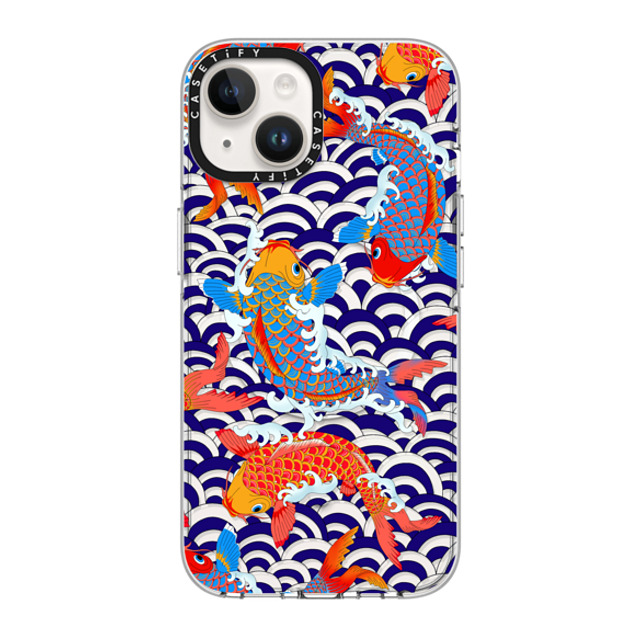 Marta Olga Klara x CASETiFY iPhone 14 ケース クリア クリア ケース MagSafe対応 koi fish Japanese tattoo style transparent pattern