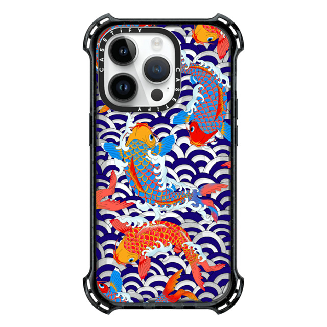 Marta Olga Klara x CASETiFY iPhone 14 Pro Case Black バウンスケース koi fish Japanese tattoo style transparent pattern Marta Olga Klara x CASETiFY iPhone 14 Pro Case Black バウンスケース koi fish Japanese tattoo style transparent pattern