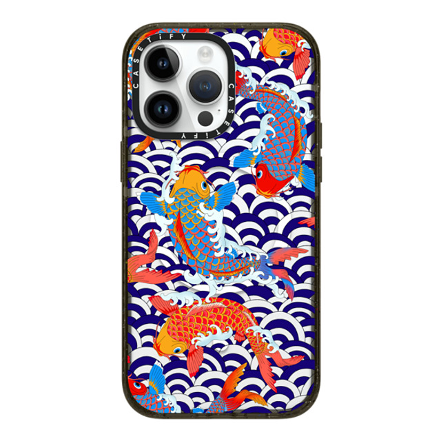 Marta Olga Klara x CASETiFY iPhone 14 Pro Max ケース ブラック インパクトケース MagSafe対応 koi fish Japanese tattoo style transparent pattern