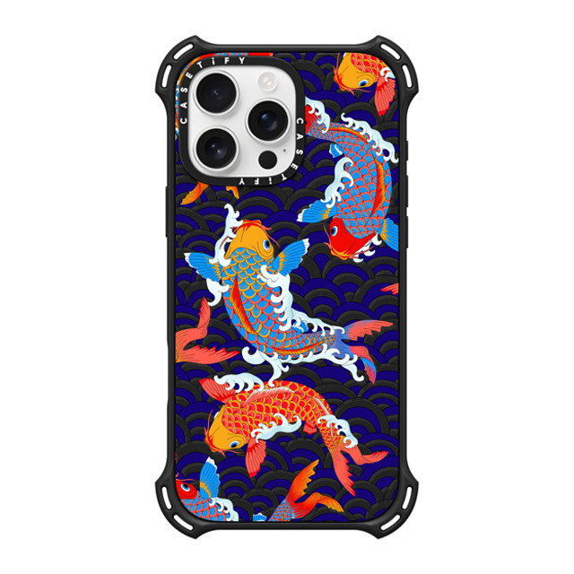 Marta Olga Klara x CASETiFY iPhone 16 Pro Max ケース マットブラック バウンスケース koi fish Japanese tattoo style transparent pattern