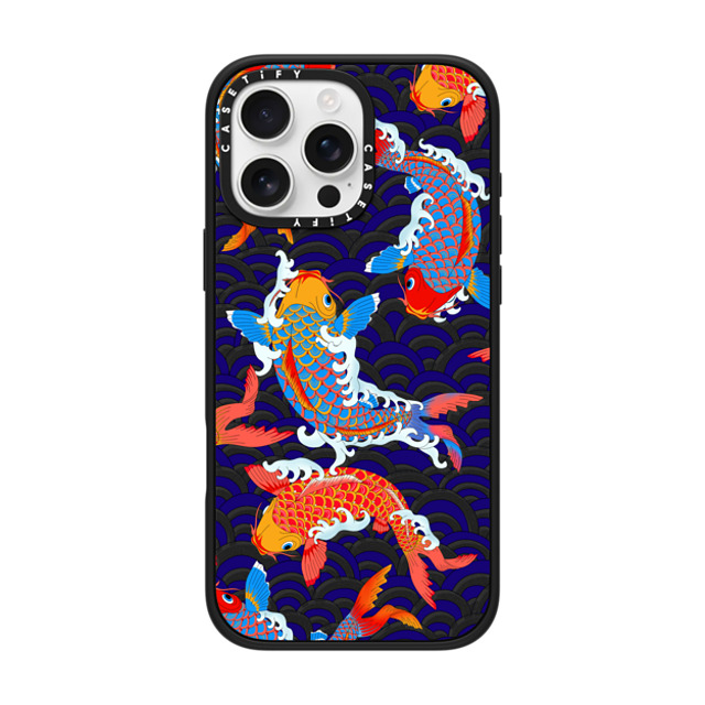 Marta Olga Klara x CASETiFY iPhone 16 Pro Max ケース マットブラック インパクトケース MagSafe対応 koi fish Japanese tattoo style transparent pattern