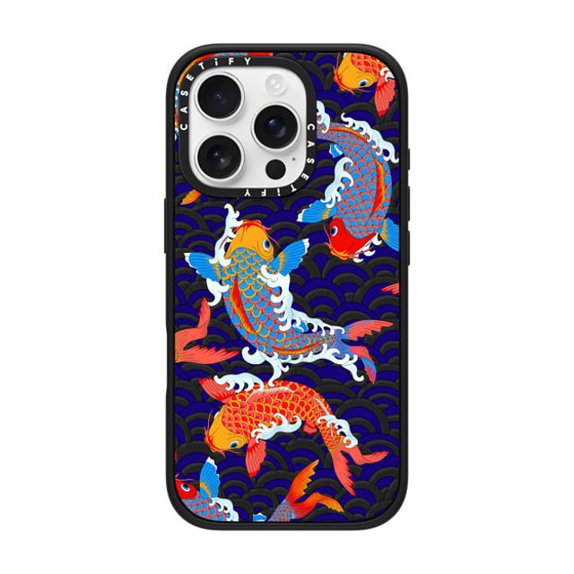 Marta Olga Klara x CASETiFY iPhone 16 Pro ケース マットブラック インパクトケース MagSafe対応 koi fish Japanese tattoo style transparent pattern