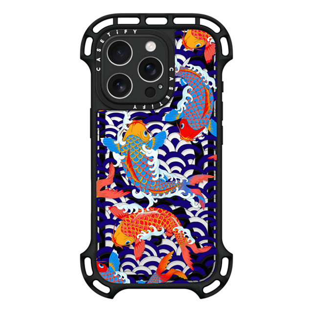 Marta Olga Klara x CASETiFY iPhone 16 Pro Case Black ウルトラ バウンスケース MagSafe対応 koi fish Japanese tattoo style transparent pattern Marta Olga Klara x CASETiFY iPhone 16 Pro Case Black ウルトラ バウンスケース MagSafe対応 koi fish Japanese tattoo style transparent pattern