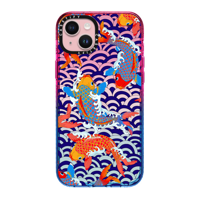 Marta Olga Klara x CASETiFY iPhone 15 Plus ケース Cotton Candy インパクトケース koi fish Japanese tattoo style transparent pattern