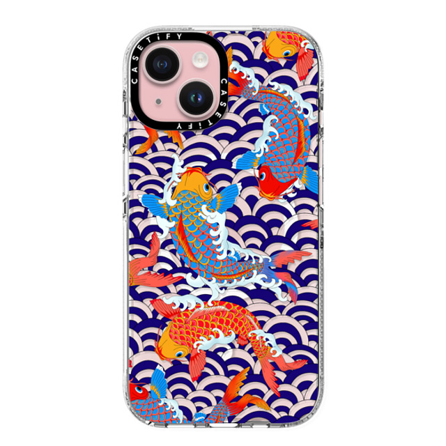 Marta Olga Klara x CASETiFY iPhone 15 ケース クリア クリア ケース MagSafe対応 koi fish Japanese tattoo style transparent pattern