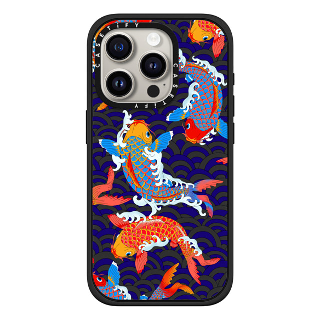 Marta Olga Klara x CASETiFY iPhone 15 Pro ケース マットブラック インパクトケース MagSafe対応 koi fish Japanese tattoo style transparent pattern