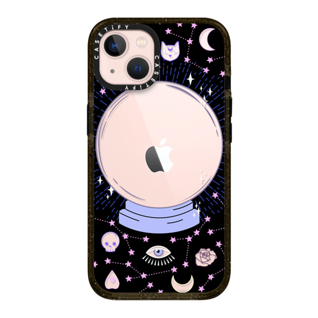 Marta Olga Klara x CASETiFY iPhone 13 ケース ブラック インパクトケース Crystal ball on black background / mystical, magical, dreamy pattern