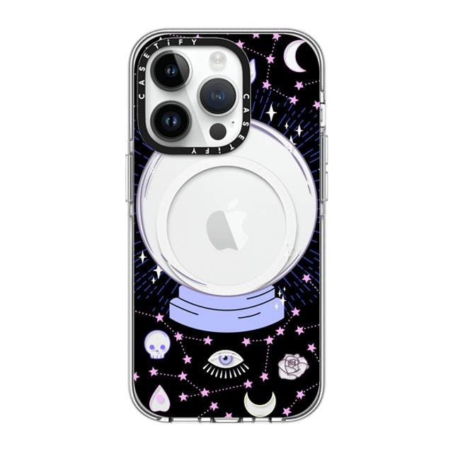 Marta Olga Klara x CASETiFY iPhone 14 Pro ケース クリア クリア ケース MagSafe対応 Crystal ball on black background / mystical, magical, dreamy pattern