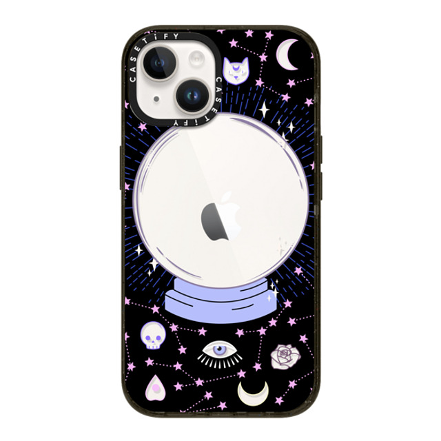 Marta Olga Klara x CASETiFY iPhone 14 ケース ブラック インパクトケース Crystal ball on black background / mystical, magical, dreamy pattern