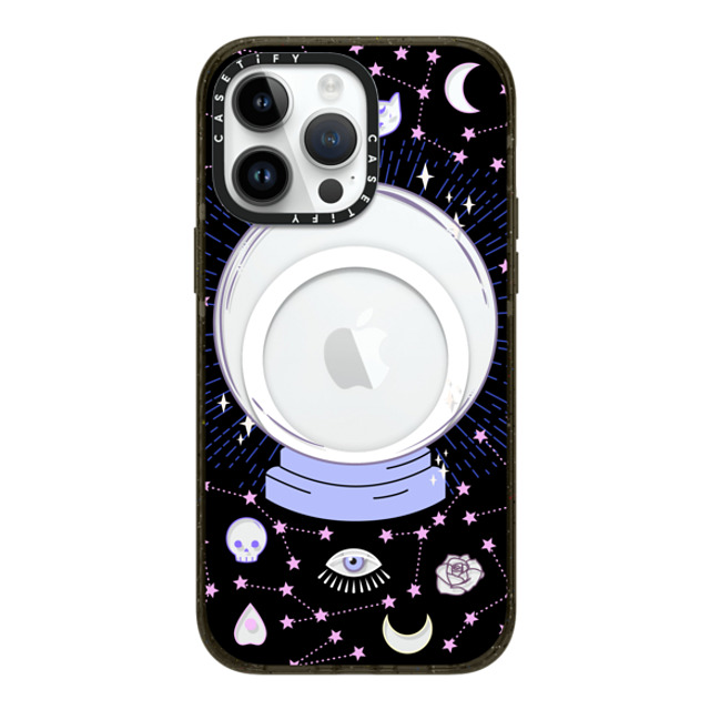 Marta Olga Klara x CASETiFY iPhone 14 Pro Max ケース ブラック インパクトケース MagSafe対応 Crystal ball on black background / mystical, magical, dreamy pattern