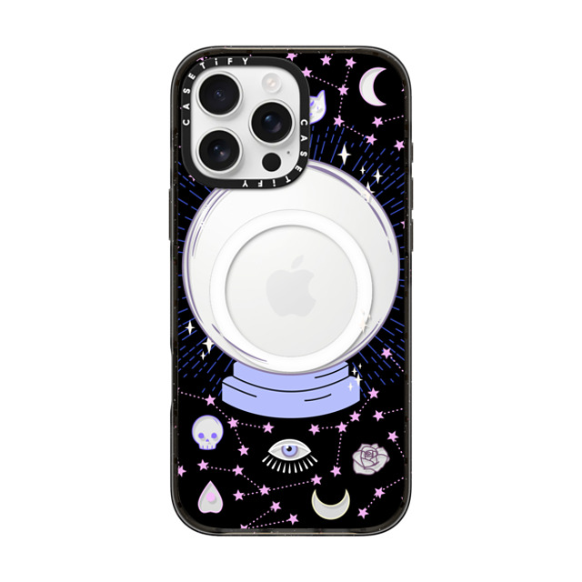 Marta Olga Klara x CASETiFY iPhone 16 Pro Max ケース ブラック インパクトケース MagSafe対応 Crystal ball on black background / mystical, magical, dreamy pattern