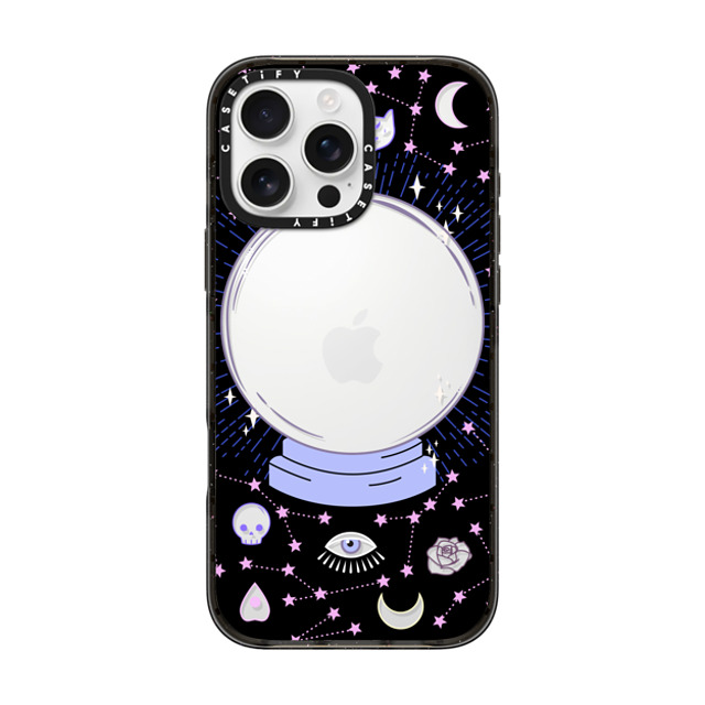 Marta Olga Klara x CASETiFY iPhone 16 Pro Max ケース ブラック インパクトケース Crystal ball on black background / mystical, magical, dreamy pattern