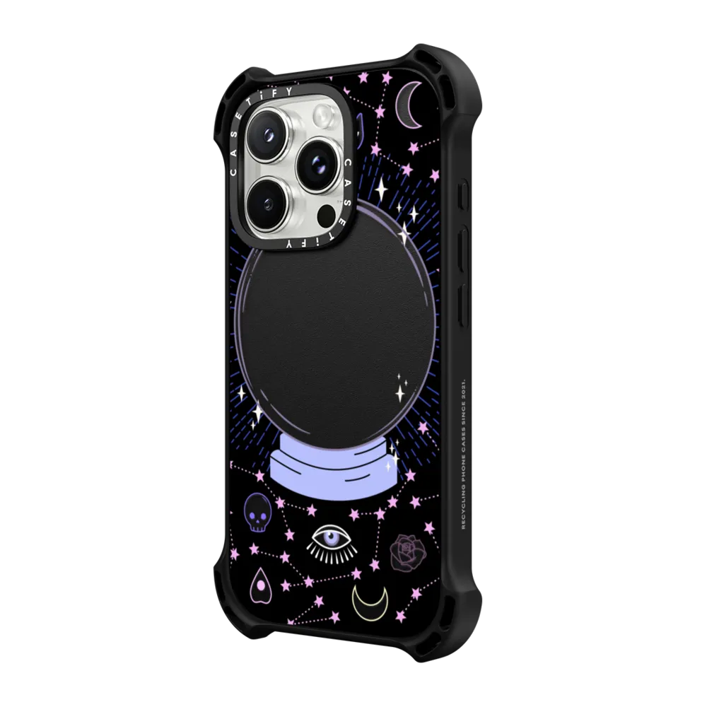 Bounce iPhone 16 Pro Max Case MagSafe Compatible - Crystal ball on black background / mystical, magical, dreamy pattern