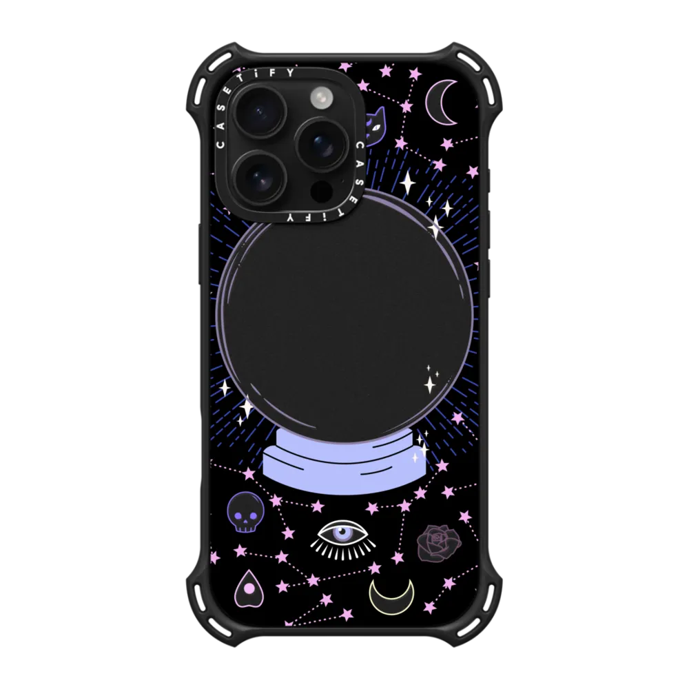 Bounce iPhone 16 Pro Max Case MagSafe Compatible - Crystal ball on black background / mystical, magical, dreamy pattern