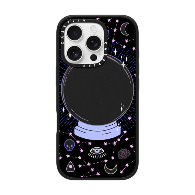 Marta Olga Klara x CASETiFY iPhone 16 Pro ケース マットブラック インパクトケース Crystal ball on black background / mystical, magical, dreamy pattern