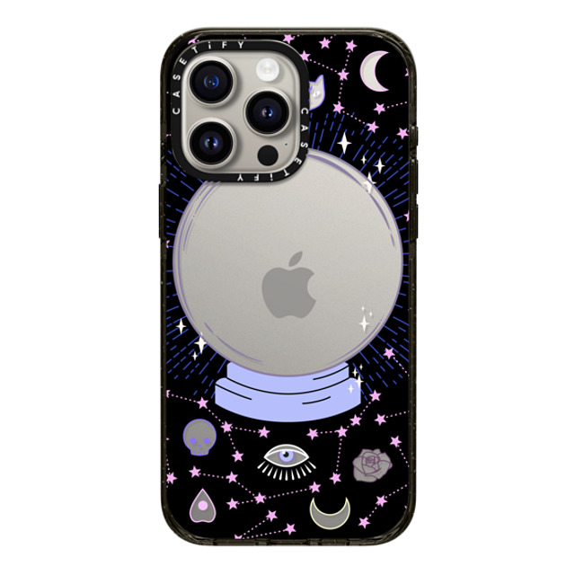 Marta Olga Klara x CASETiFY iPhone 15 Pro Max ケース ブラック インパクトケース Crystal ball on black background / mystical, magical, dreamy pattern