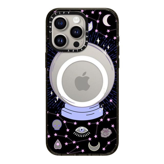 Marta Olga Klara x CASETiFY iPhone 15 Pro Max ケース ブラック インパクトケース MagSafe対応 Crystal ball on black background / mystical, magical, dreamy pattern