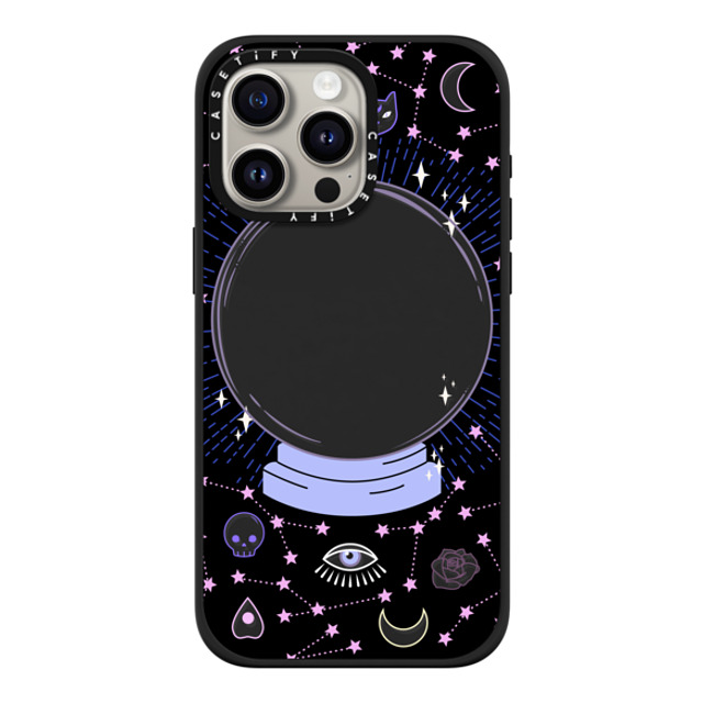 Marta Olga Klara x CASETiFY iPhone 15 Pro Max ケース マットブラック インパクトケース MagSafe対応 Crystal ball on black background / mystical, magical, dreamy pattern