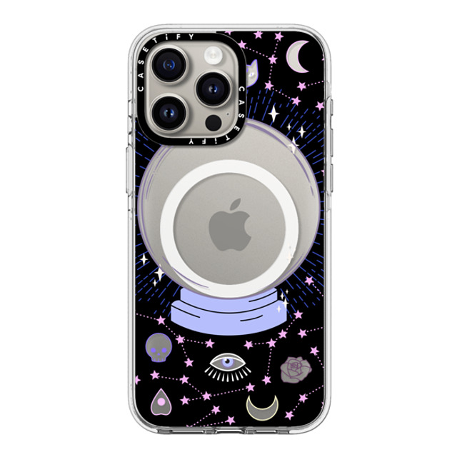 Marta Olga Klara x CASETiFY iPhone 15 Pro Max ケース クリア クリア ケース MagSafe対応 Crystal ball on black background / mystical, magical, dreamy pattern