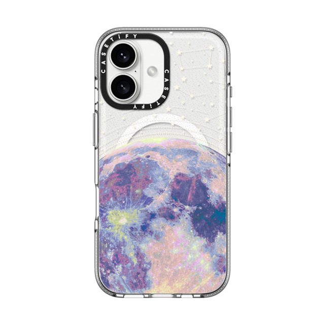 Marta Olga Klara x CASETiFY iPhone 16 ケース Star クリア クリア ケース MagSafe対応 Blue moon and stars constellations / galaxy pattern clear background Father's Day Marta Olga Klara x CASETiFY iPhone 16 ケース Star クリア クリア ケース MagSafe対応 Blue moon and stars constellations / galaxy pattern clear background Father's Day