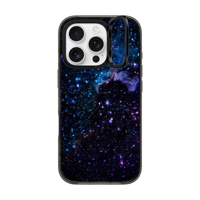 Marta Olga Klara x CASETiFY iPhone 16 Pro ケース ブラック インパクトリングスタンドケース MagSafe対応 Space / Night sky