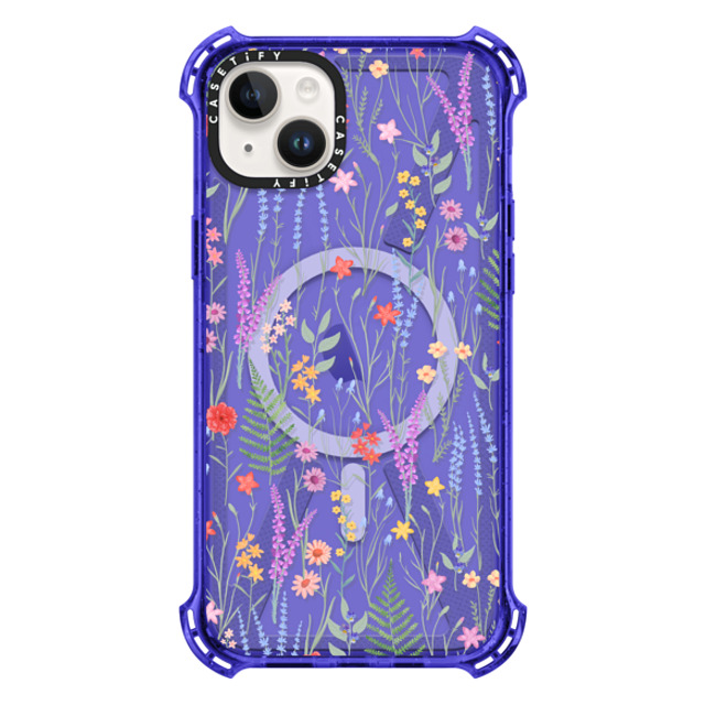 Marta Olga Klara x CASETiFY iPhone 14 Plus Case Peri Purple バウンスケース the meadow / floral watercolor illustration pattern on clear background Marta Olga Klara x CASETiFY iPhone 14 Plus Case Peri Purple バウンスケース the meadow / floral watercolor illustration pattern on clear background